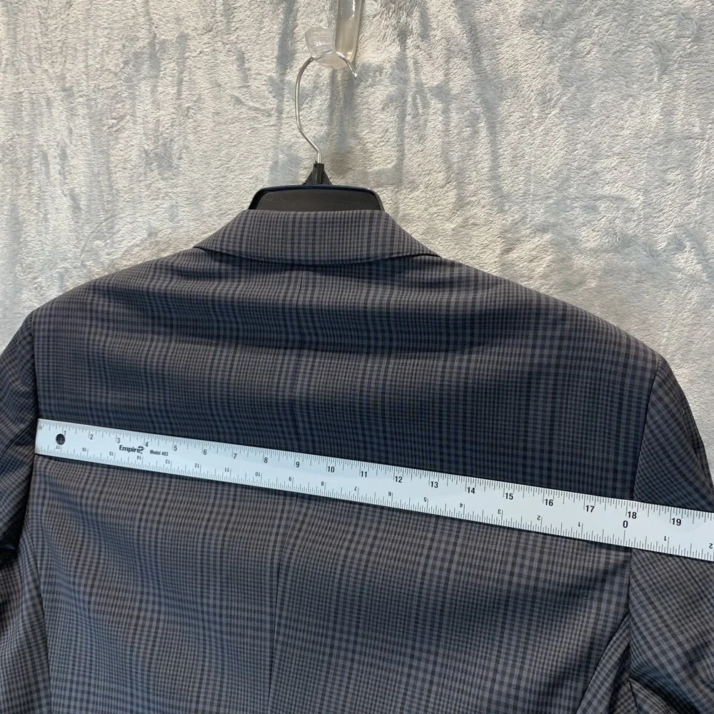 Boss Men's Blazer‎ 40S Sport Coat Blue Plaid Tailored Fit Wool Office Career